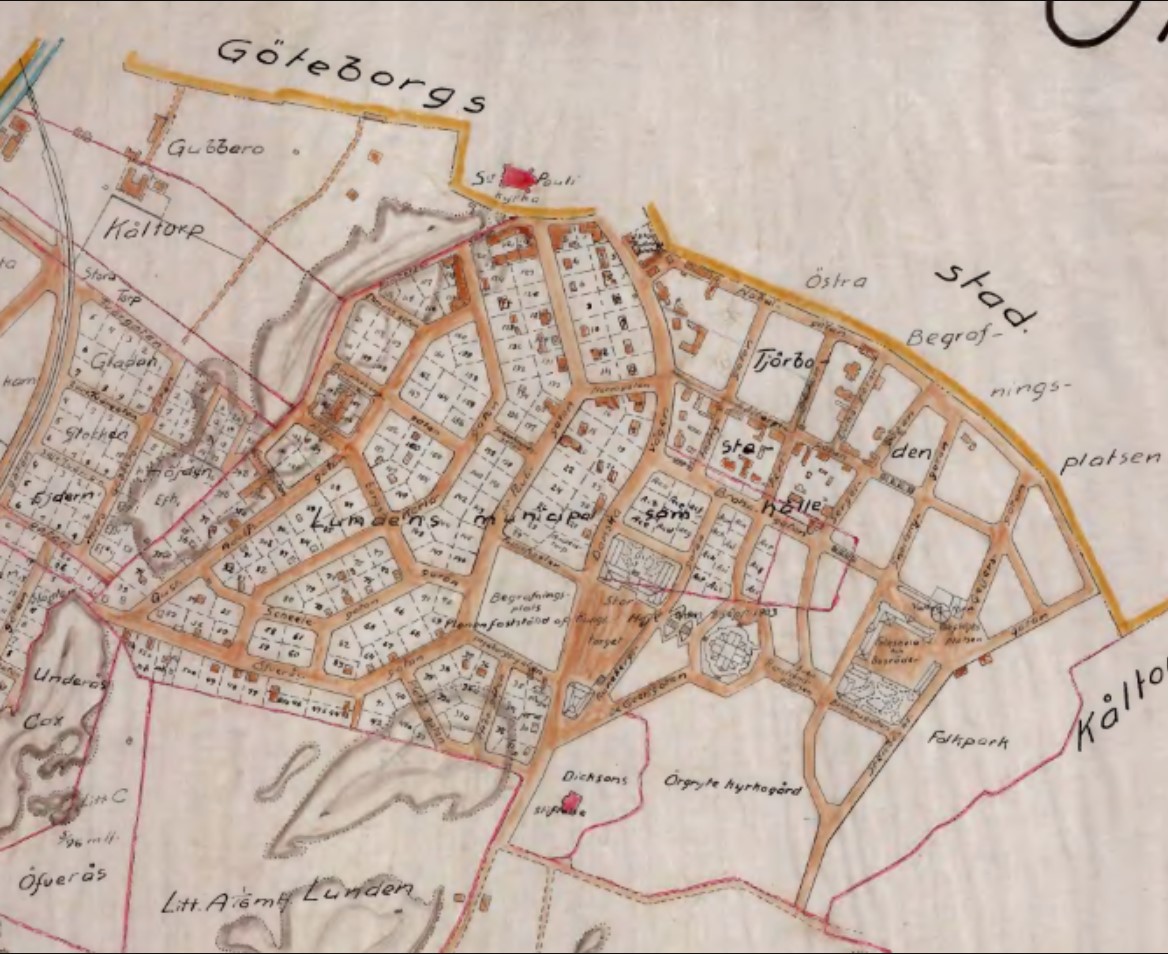 Karta över Lunden 1908